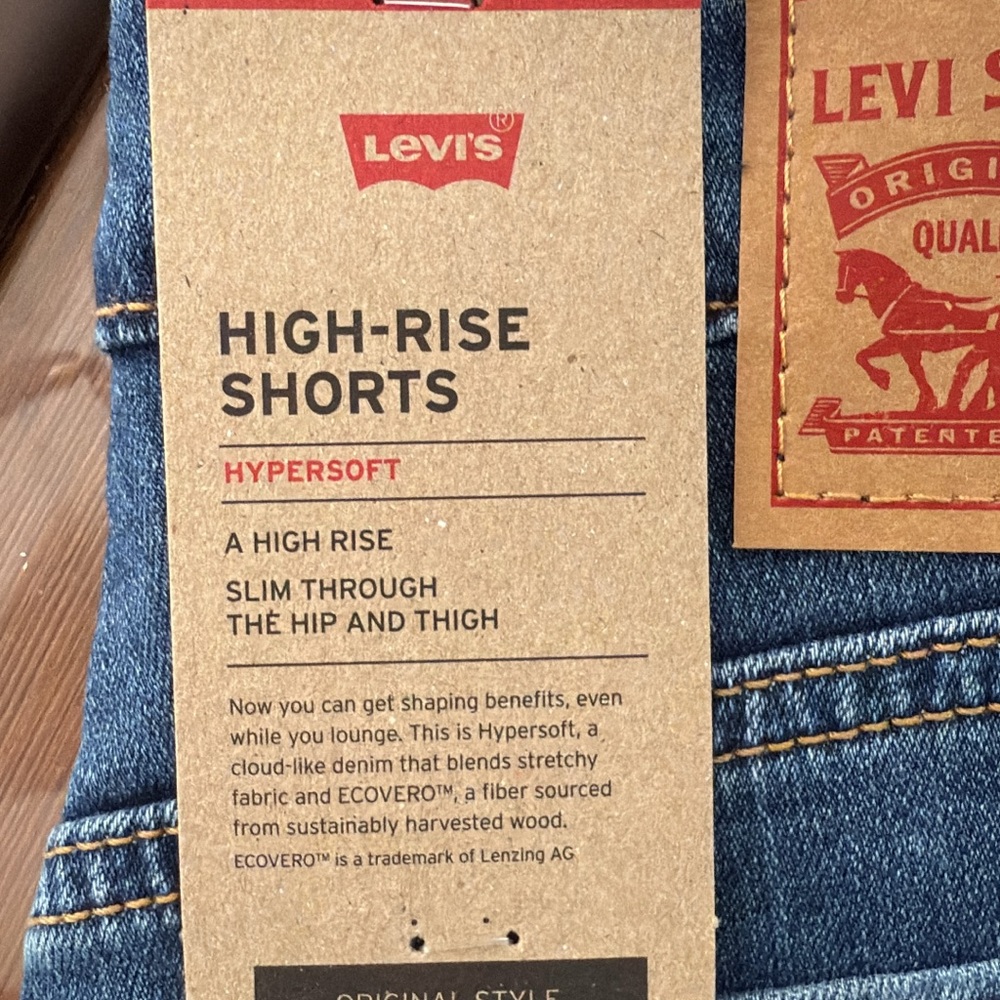 Levi's Women's Ripped Jean Shorts - Dark Blue - Picture 3 of 4